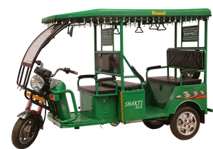 Green Electric Rickshaw Side View PNG Image