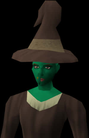 Green Faced Witchwith Hat PNG