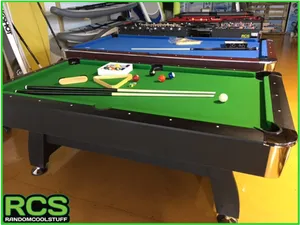 Green Felt Pool Table Setup PNG Image