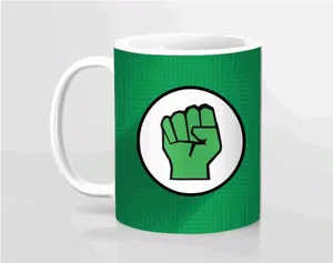 Green Fist Printed Mug PNG Image