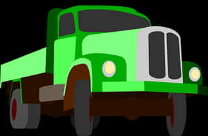 Green Flatbed Truck Illustration PNG image with transparent background