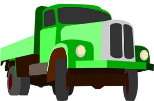 Green Flatbed Truck Illustration PNG Image