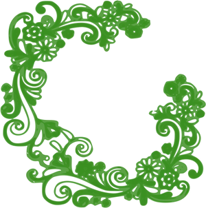 Green Floral Frame Design PNG Image