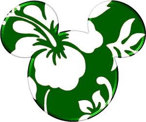 Green Floral Mickey Mouse Ears PNG Image