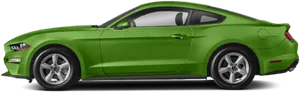 Green Ford Mustang Side View PNG Image