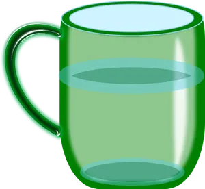 Green Glass Mug Fullof Water PNG Image