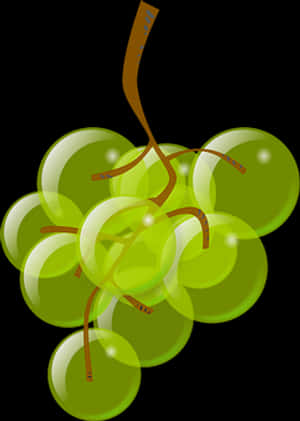 Green Grapes Cluster Illustration PNG image with transparent background