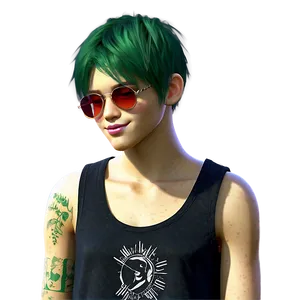 Green Hair Adventure Seeker Png Qgy24 PNG Image