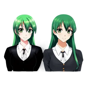 Green Hair Anime Character Png Dca PNG Image