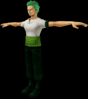 Green Haired Anime Character Pose PNG image with transparent background