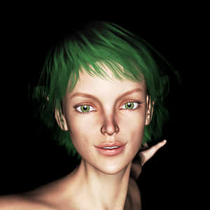 Green Haired Elf Portrait PNG image with transparent background