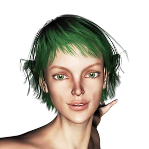 Green Haired Elf Portrait PNG Image