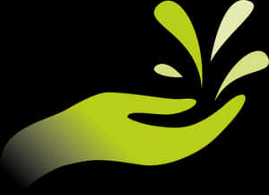 Green Hand Splash Graphic PNG image with transparent background