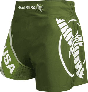 Green Hayabusa Kickboxing Shorts PNG with transparent background