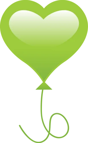 Green Heart Balloon Graphic PNG Image