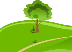 Green Hill Cartoon Background PNG Image