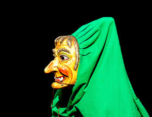 Green Hooded Witch Mask PNG image with transparent background