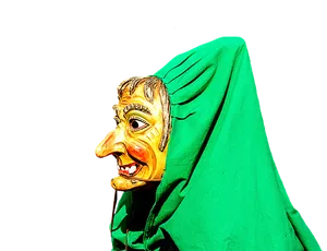 Green Hooded Witch Mask PNG Image