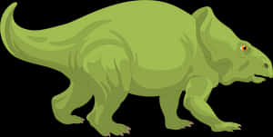 Green Horned Dinosaur Illustration PNG with transparent background