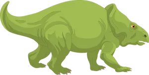 Green Horned Dinosaur Illustration PNG Image