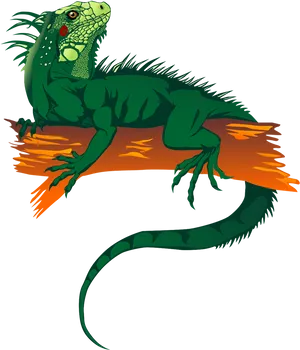 Green Iguana Illustration PNG Image