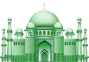 Green_ Islamic_ Mosque_ Vector_ Art PNG Image