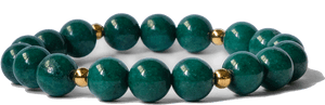 Green Jade Bead Braceletwith Gold Accents PNG image with transparent background