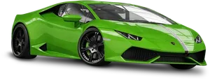 Green Lamborghini Huracan Side View PNG Image