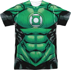 Green Lantern Costume T Shirt Design PNG Image