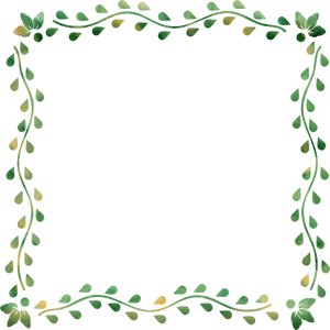 Green Leaf Floral Frame Design PNG Image