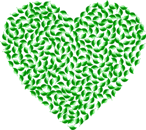 Green Leaf Heart Vector PNG Image