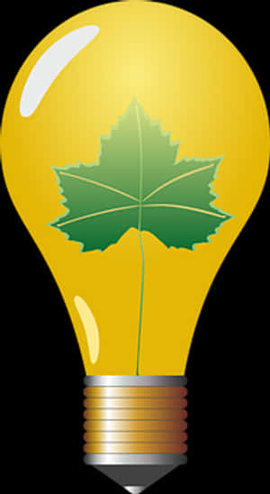 Green Leaf In Lightbulb Illustration PNG image with transparent background