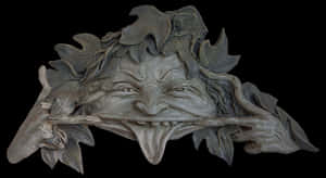 Green Man Foliage Mask Sculpture PNG with transparent background