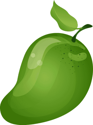 Green Mango Cartoon Illustration PNG with transparent background