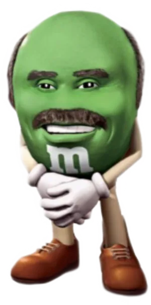 Green Mn M Character With Mustache PNG Image