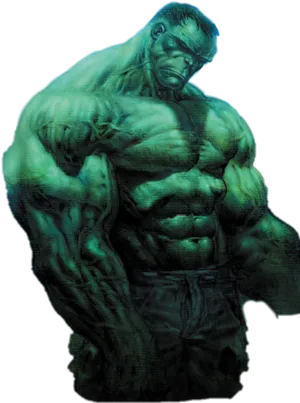 Green Muscular Comic Character PNG Image