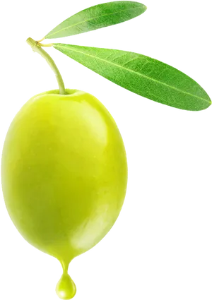 Green Olivewith Oil Drip PNG Image