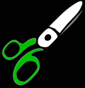 Green Outlined Scissorson Black PNG
