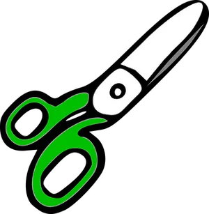 Green Outlined Scissorson Black PNG Image