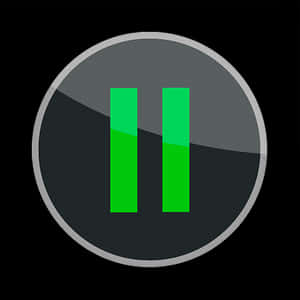 Green Pause Iconon Black Background PNG with transparent background