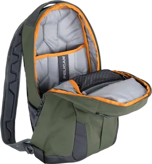 Green Pelican Backpack Open PNG Image