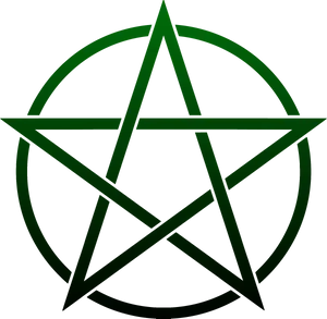 Green Pentagramon Black Background PNG Image