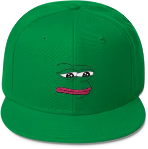 Green Pepe Frog Cap Meme PNG Image