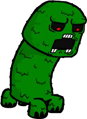 Green Pixel Monster Cartoon PNG Image