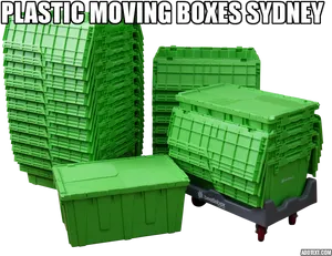 Green Plastic Moving Boxes PNG Image