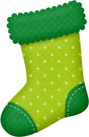 Green Polka Dot Christmas Stocking PNG Image