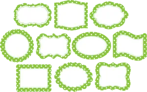 Green Polka Dot Frames Collection PNG Image