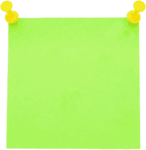 Green Post It Note Pinned PNG image with transparent background