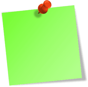 Green Post It Note Pinned PNG image with transparent background