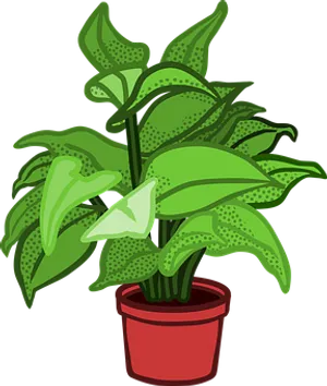 Green Potted Plant Illustration PNG Image